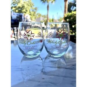 Lot of 2 KENTUCKY OAKS 139 MAY 3. 2013 CHURCHILL DOWNS WINE GLASS